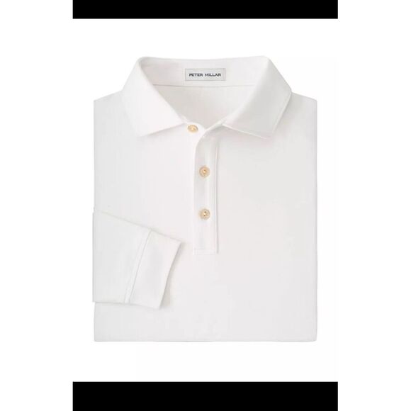 Peter Millar Other - Peter Millar Men's Lyons Performance Jersey Sport White Long-Sleeve Polo Sz XXL